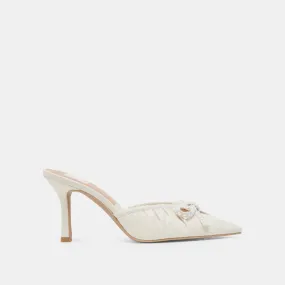 KAIRI PEARL HEELS WHITE CRINKLE PATENT