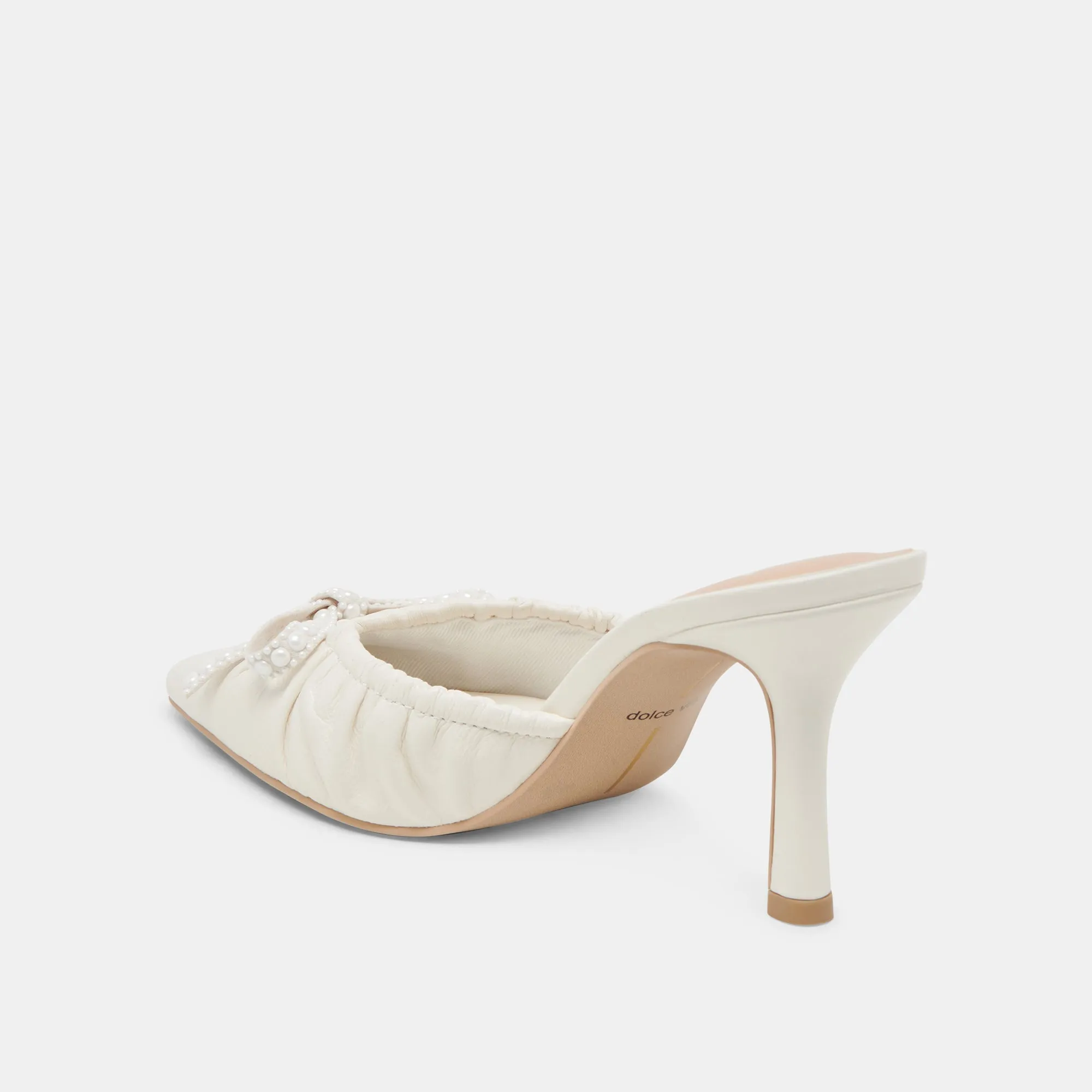 KAIRI PEARL HEELS WHITE CRINKLE PATENT