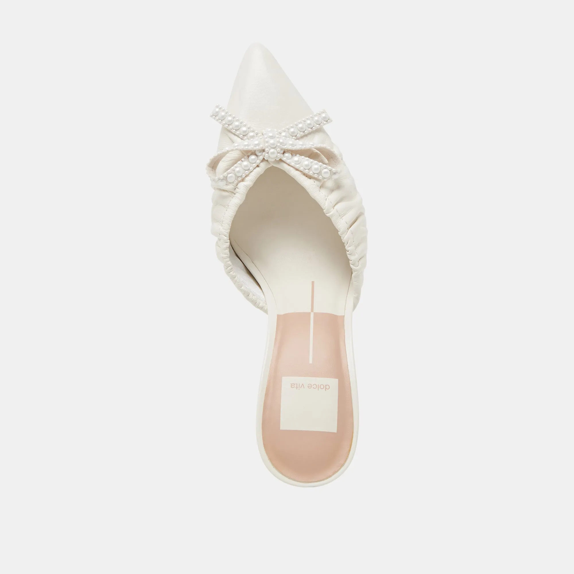 KAIRI PEARL HEELS WHITE CRINKLE PATENT