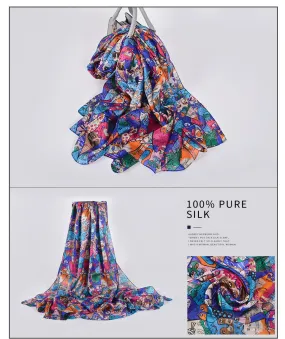 Large Elegant Pure Silk Scarf