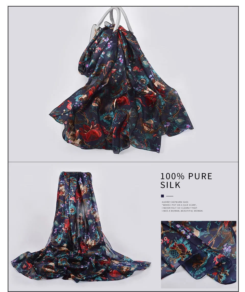 Large Elegant Pure Silk Scarf