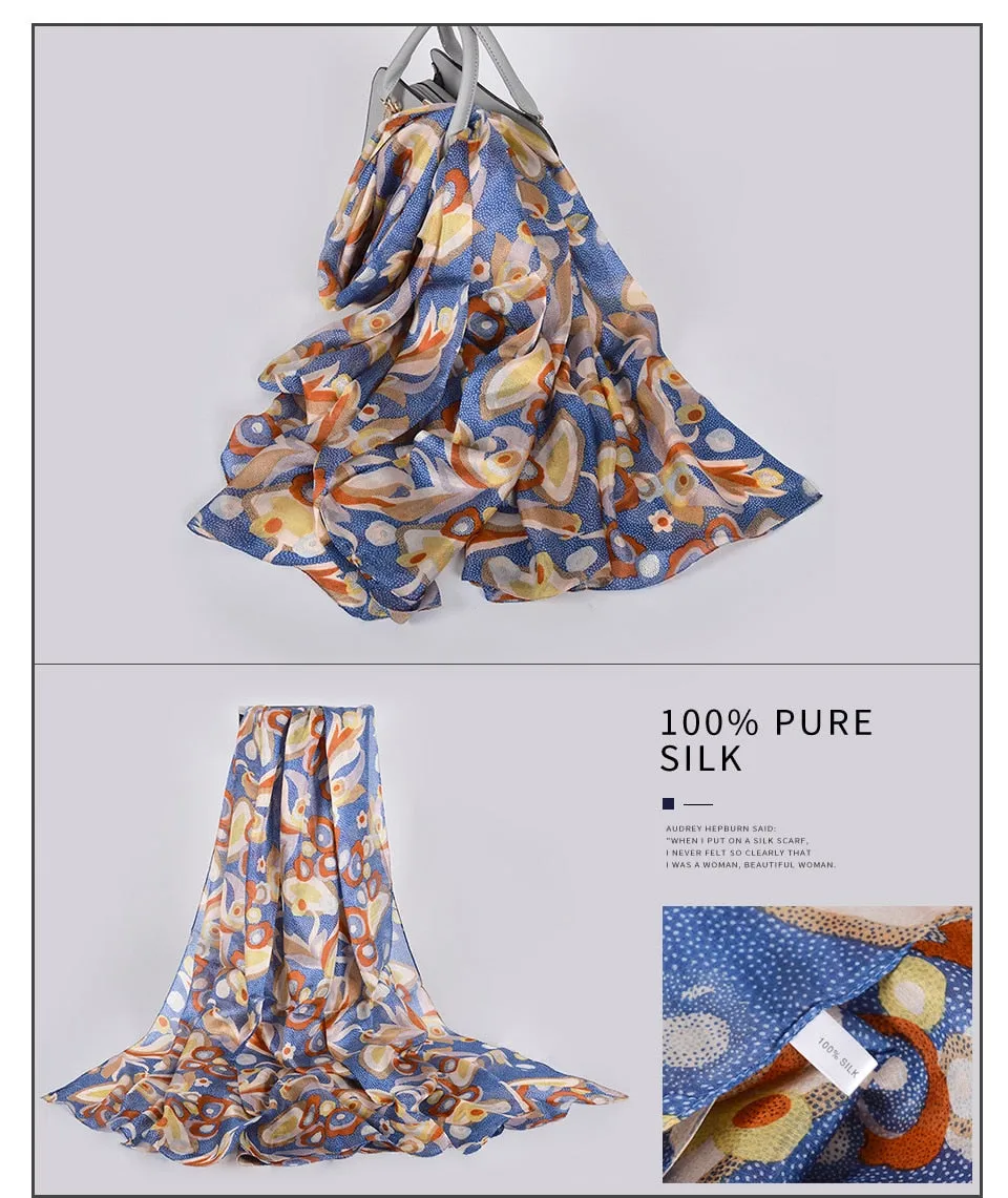 Large Elegant Pure Silk Scarf