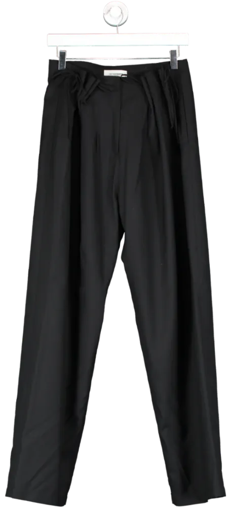 LE17SEPTEMBRE Black 100% Lightweight Wool Pleated Detail Straight Leg Trousers UK 10