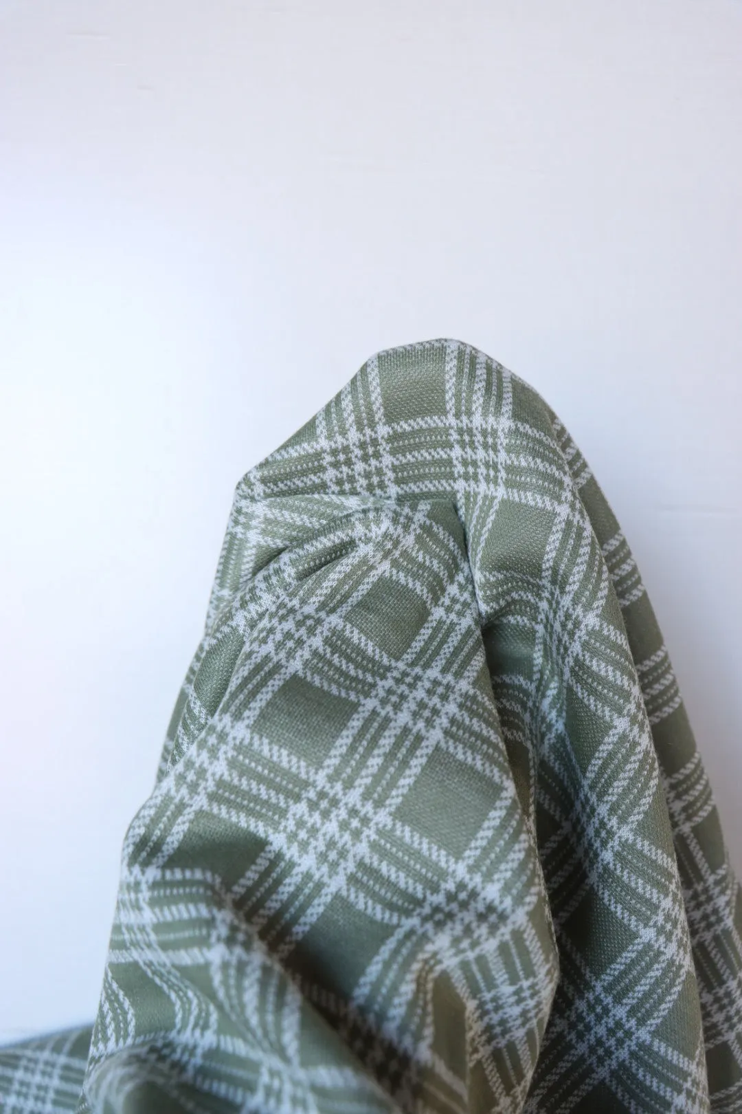 Lichen & Ivory Plaid Yarn Dyed Jacquard Knit