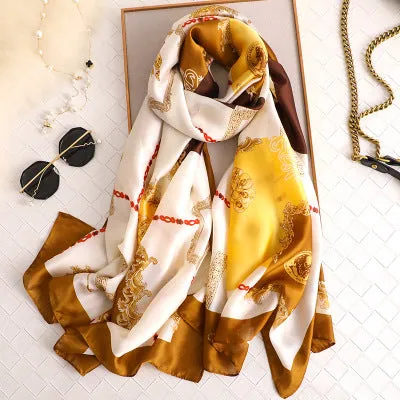 Luxury brand hijab summer women scarves soft long print silk scarves lady shawl