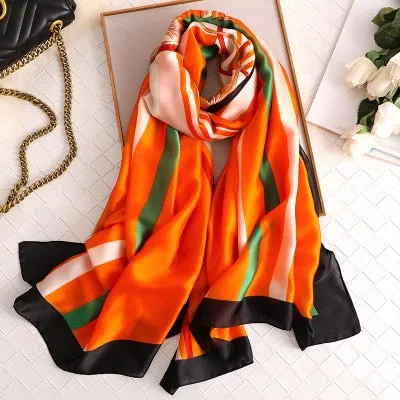 Luxury brand hijab summer women scarves soft long print silk scarves lady shawl