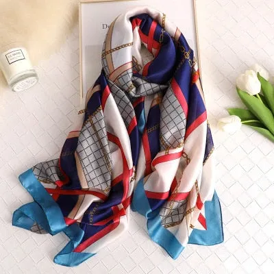 Luxury brand hijab summer women scarves soft long print silk scarves lady shawl