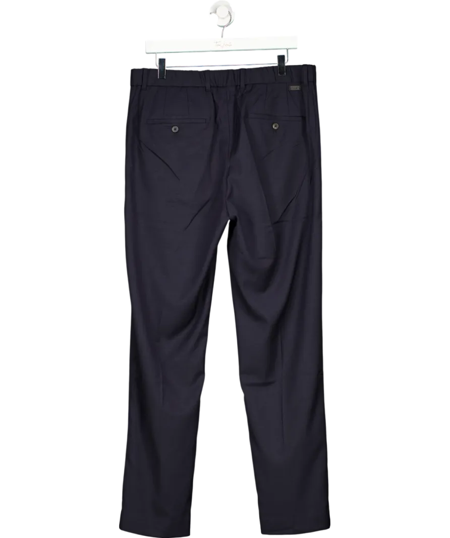 MANGO Blue Pleated Slim Fit Trousers W34