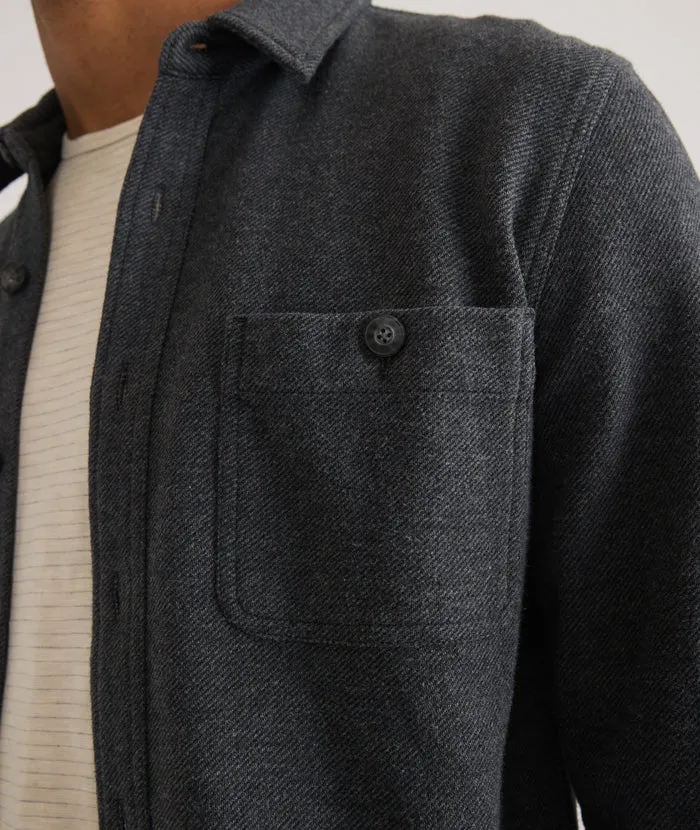 Marine Layer Pacifica Stretch Twill Shirt in Dark Heather Grey