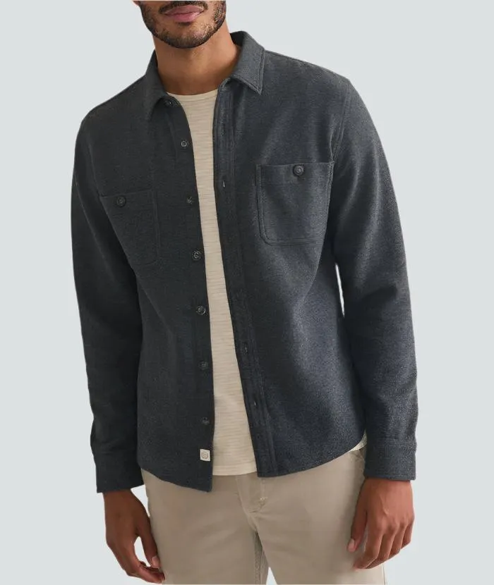 Marine Layer Pacifica Stretch Twill Shirt in Dark Heather Grey