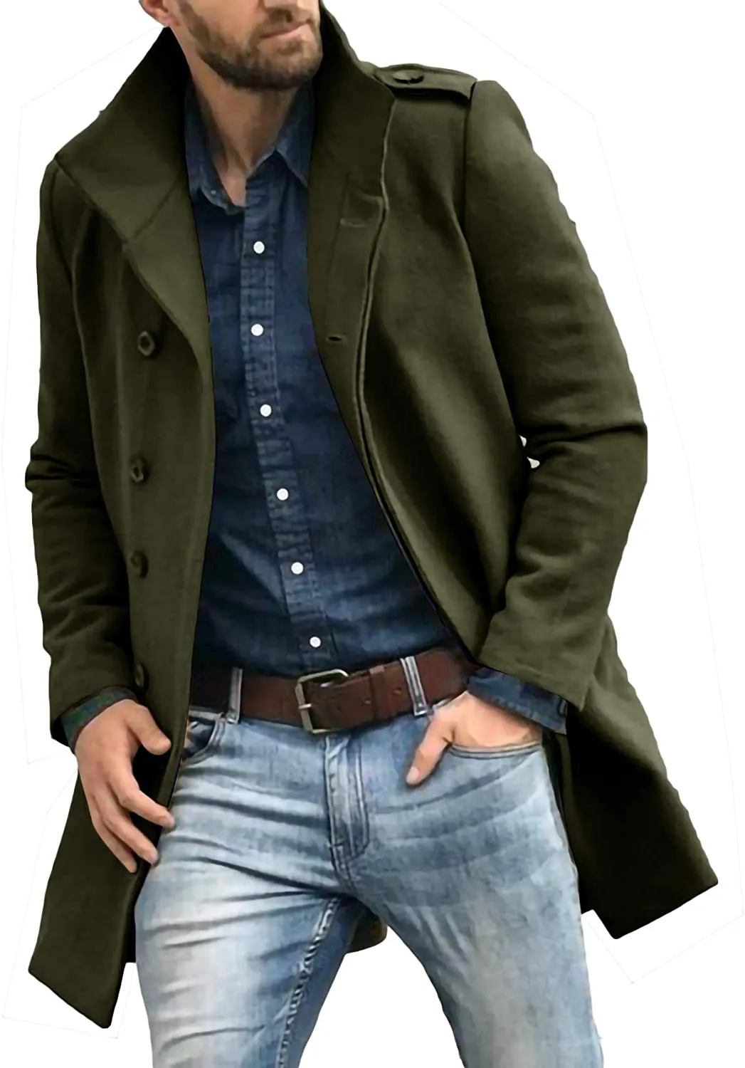 Men's Business Khaki Single Breasted Trench Coat