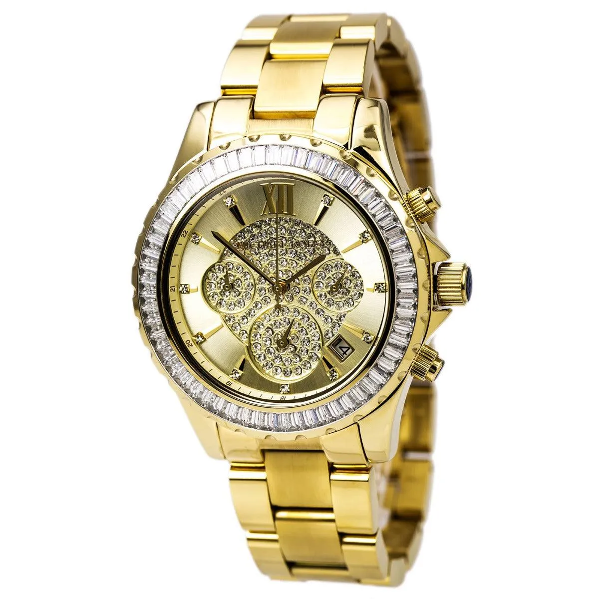 Michael Kors MK5810 Women's Crystal Gold Dial Gold Plated Steel Bracelet Glitz Chronograph Watch