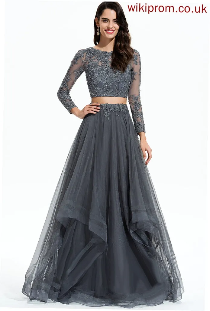 Mildred Floor-Length Prom Dresses Ball-Gown/Princess With Beading Sequins Scoop Tulle