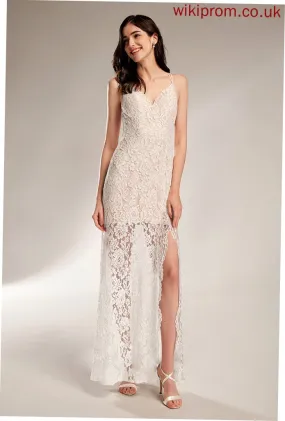 Millie Dress Wedding Wedding Dresses Sheath/Column Floor-Length Lace V-neck