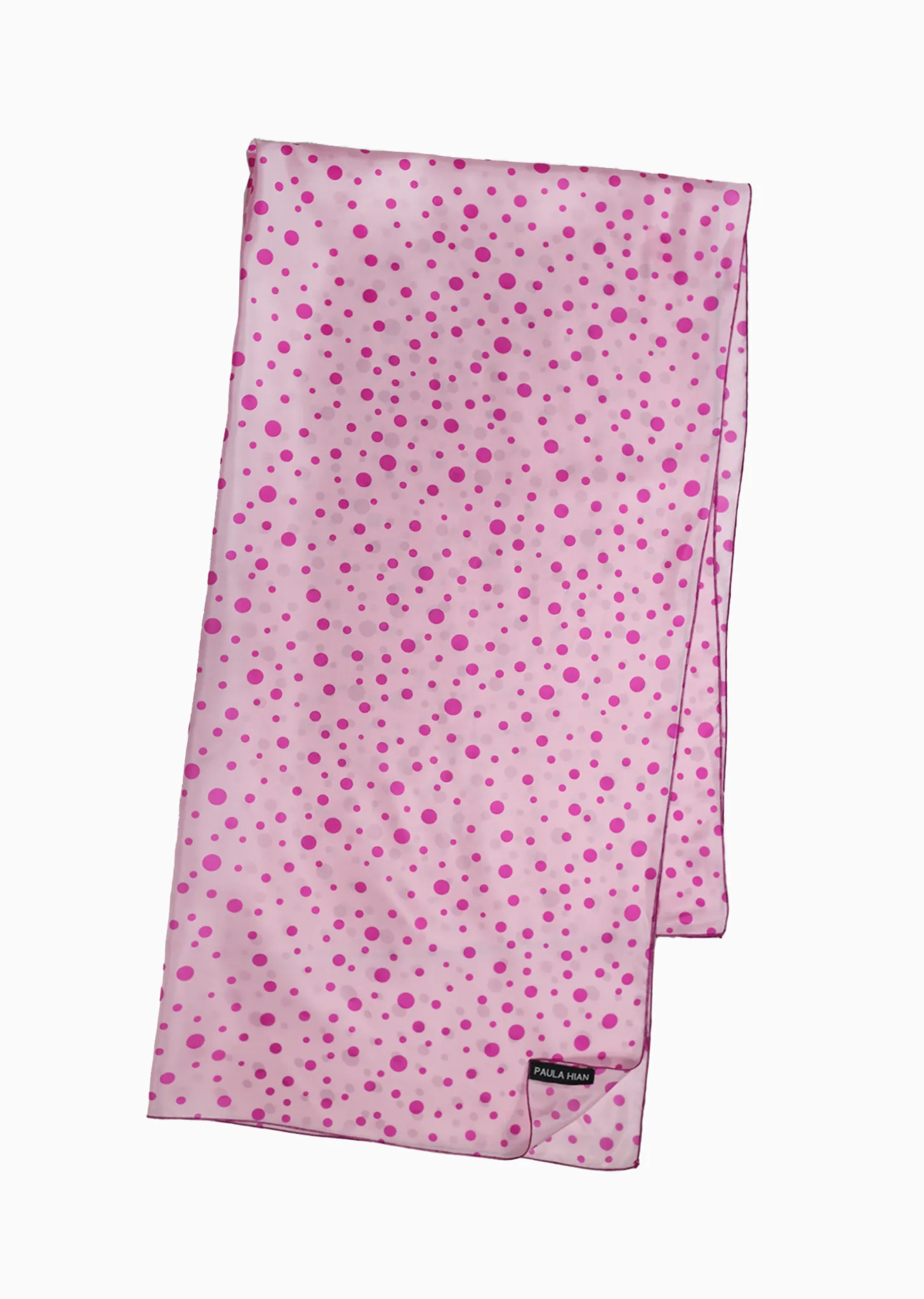 Pink Polka Dot Silk Crêpe de Chine Scarf