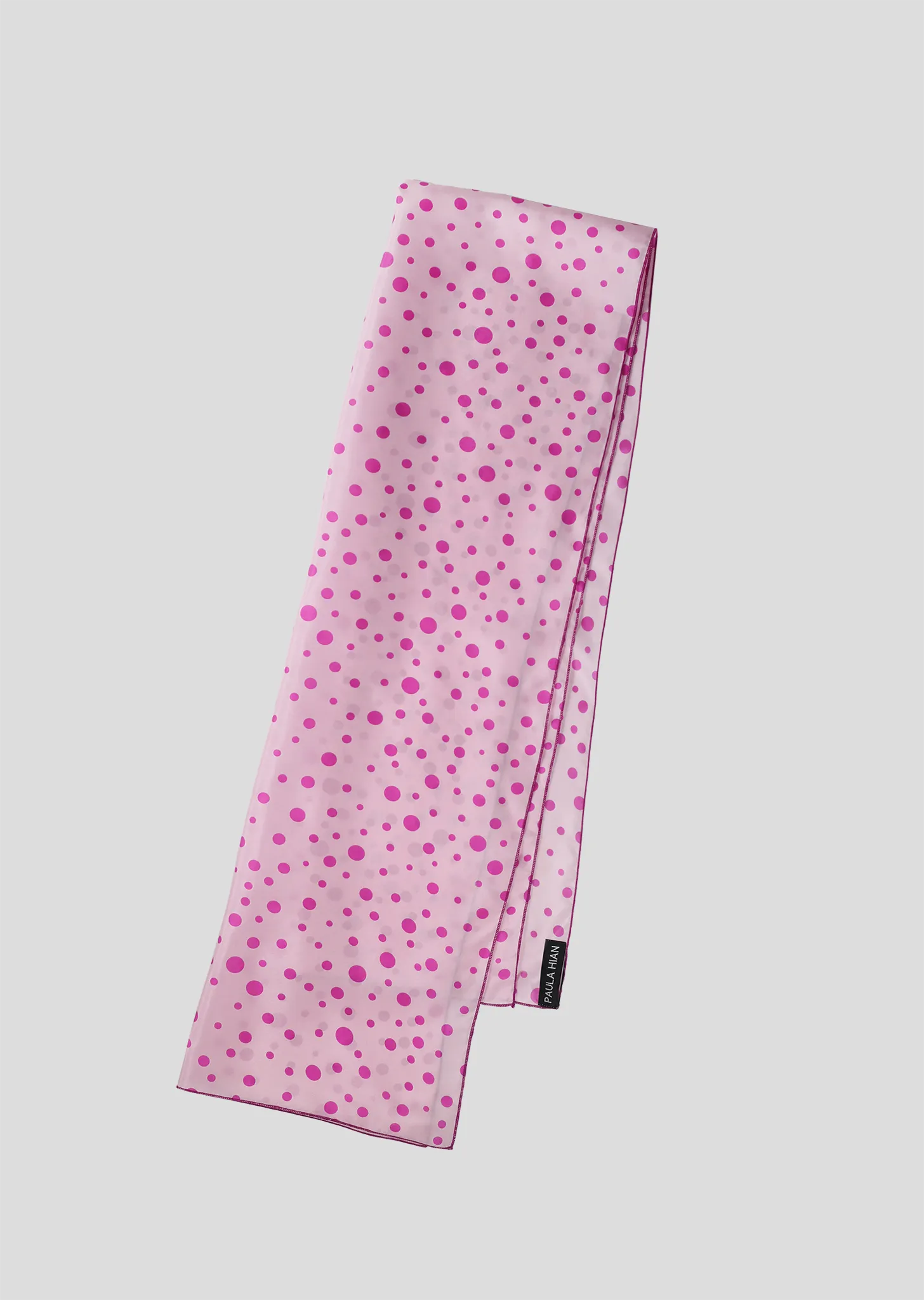 Pink Polka Dot Silk Crêpe de Chine Scarf