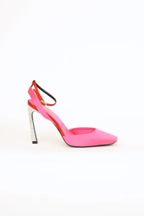 Pink Satin Crystal Heel