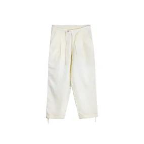 Pleated Baggy Linen Trousers (Pearl)