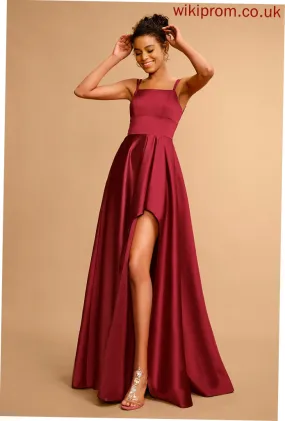 Prom Dresses Floor-Length Satin Jamie A-Line Square