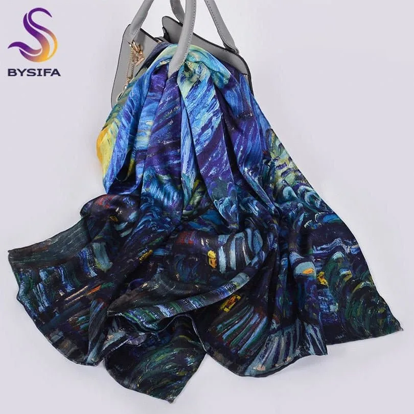 Pure Mulberry Silk Scarf - Luxuriously Soft Silk Scarf with Phoenix Flower Design | BYSIFA