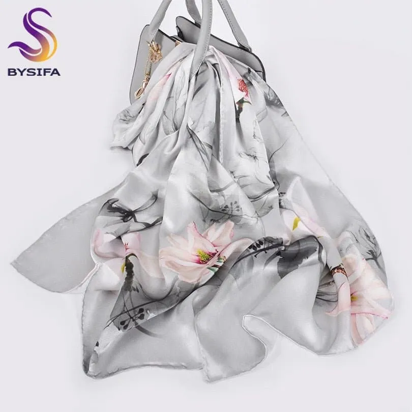 Pure Mulberry Silk Scarf - Luxuriously Soft Silk Scarf with Phoenix Flower Design | BYSIFA