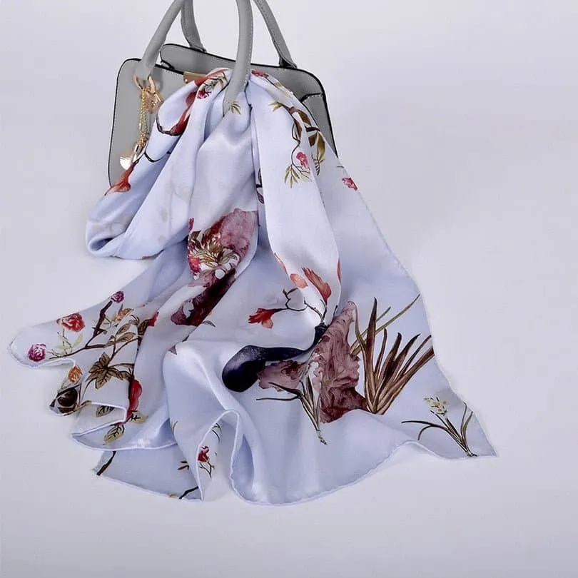 Pure Mulberry Silk Scarf - Luxuriously Soft Silk Scarf with Phoenix Flower Design | BYSIFA