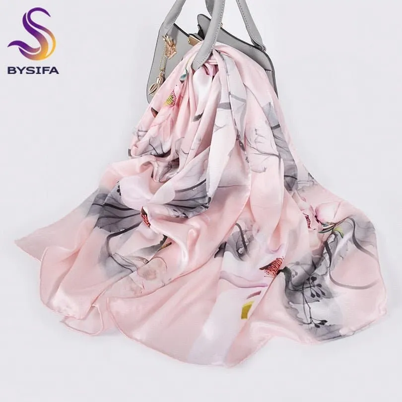 Pure Mulberry Silk Scarf - Luxuriously Soft Silk Scarf with Phoenix Flower Design | BYSIFA