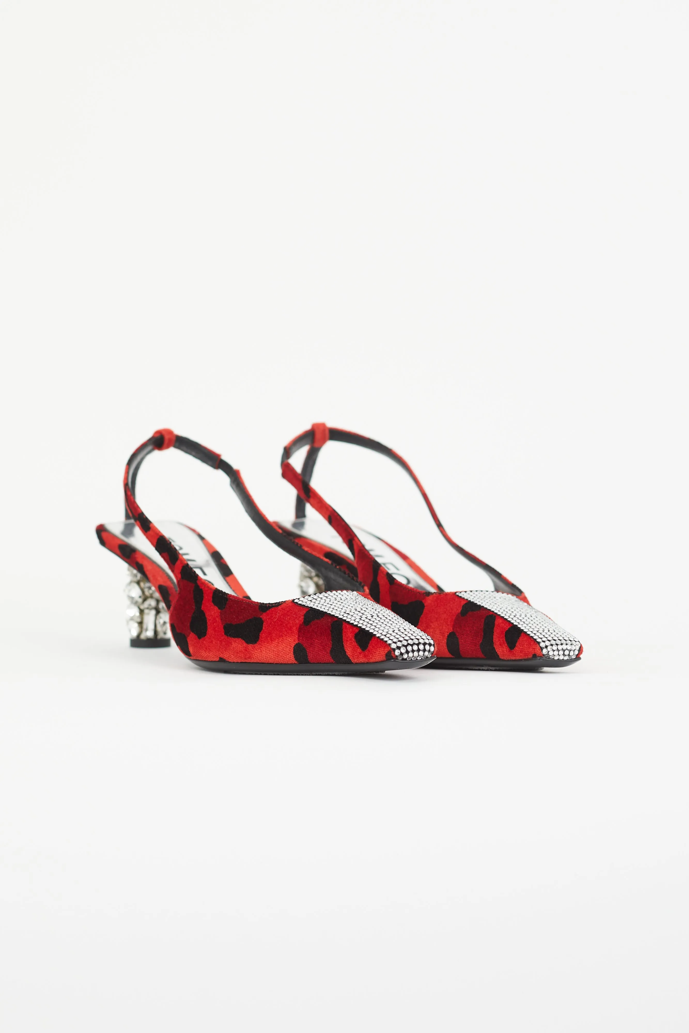 Red & Black Animalier Crystal Slingback Heel