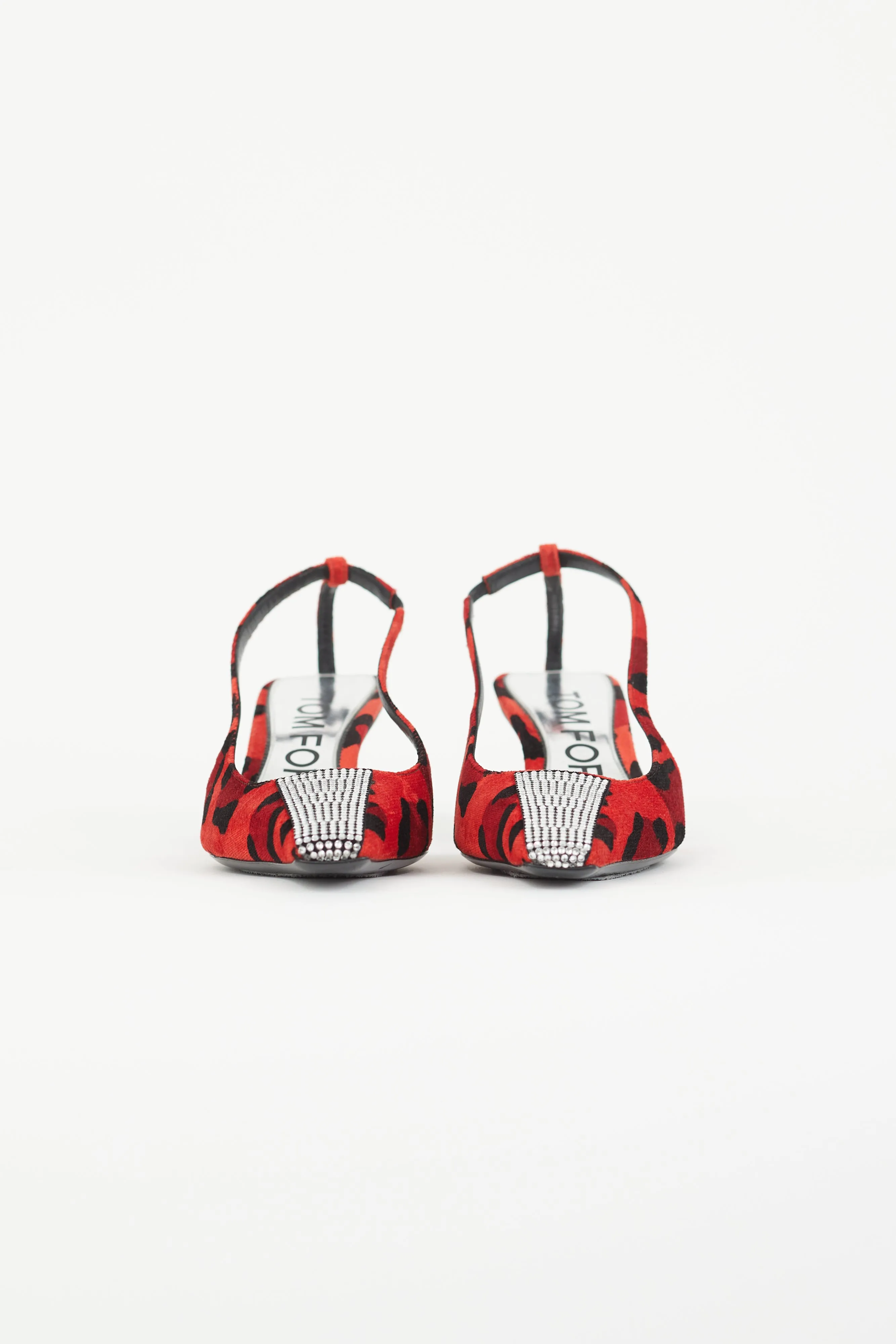 Red & Black Animalier Crystal Slingback Heel