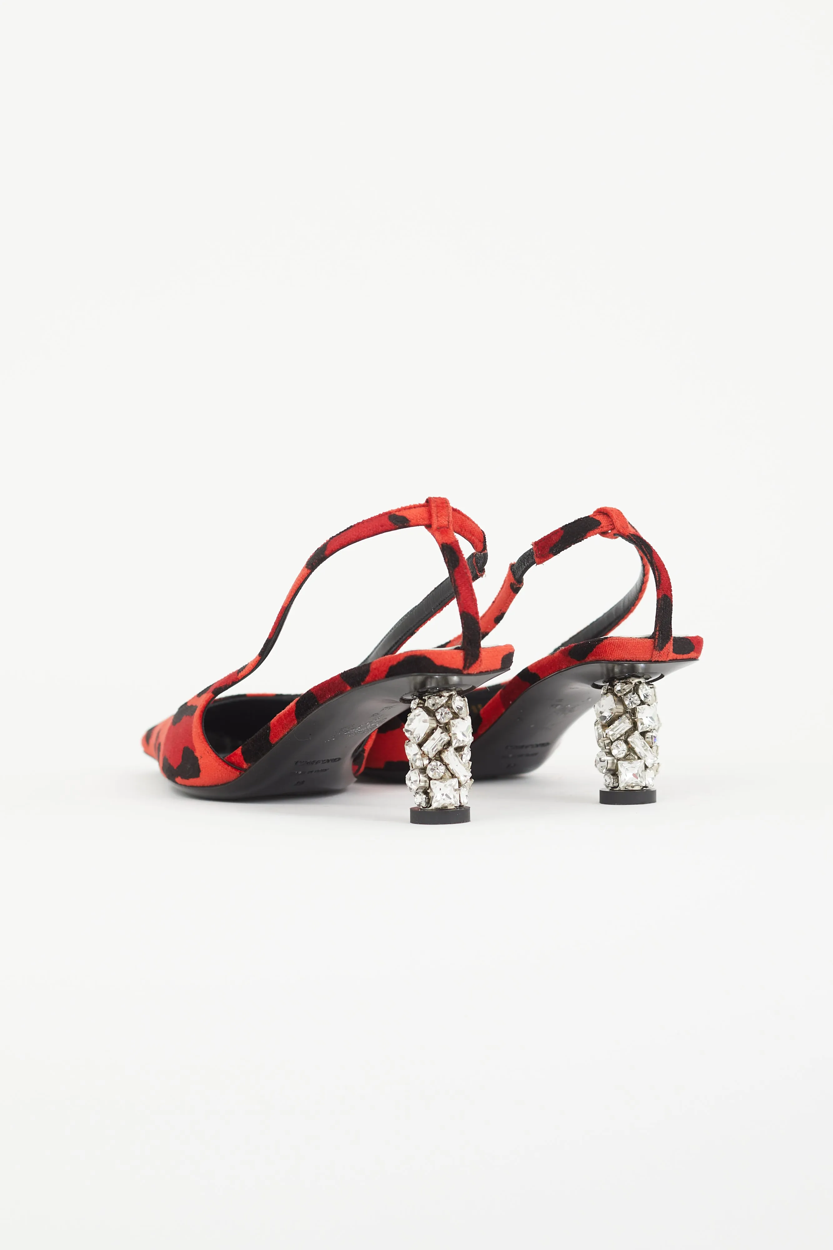 Red & Black Animalier Crystal Slingback Heel