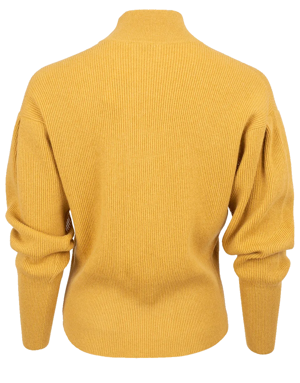 Ribbed Cashmere Mock Neck Pullover