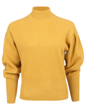 Ribbed Cashmere Mock Neck Pullover