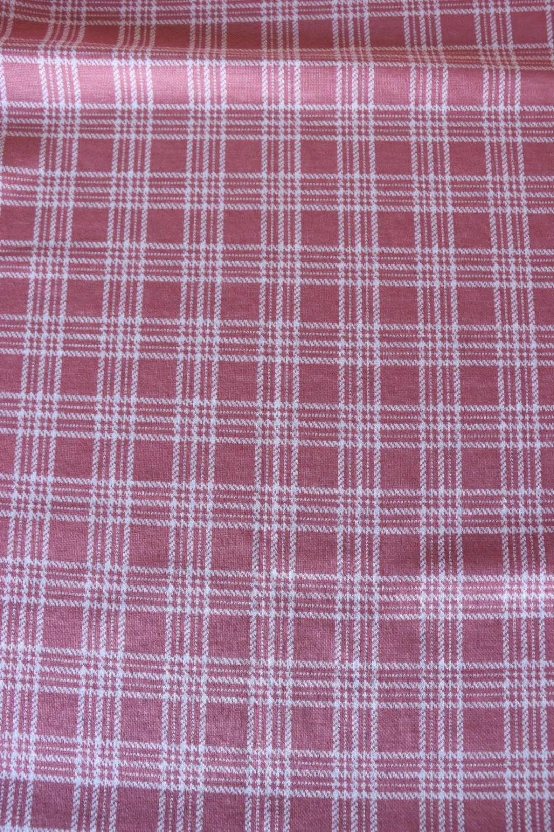 Rose & Ivory Plaid Yarn Dyed Jacquard Knit