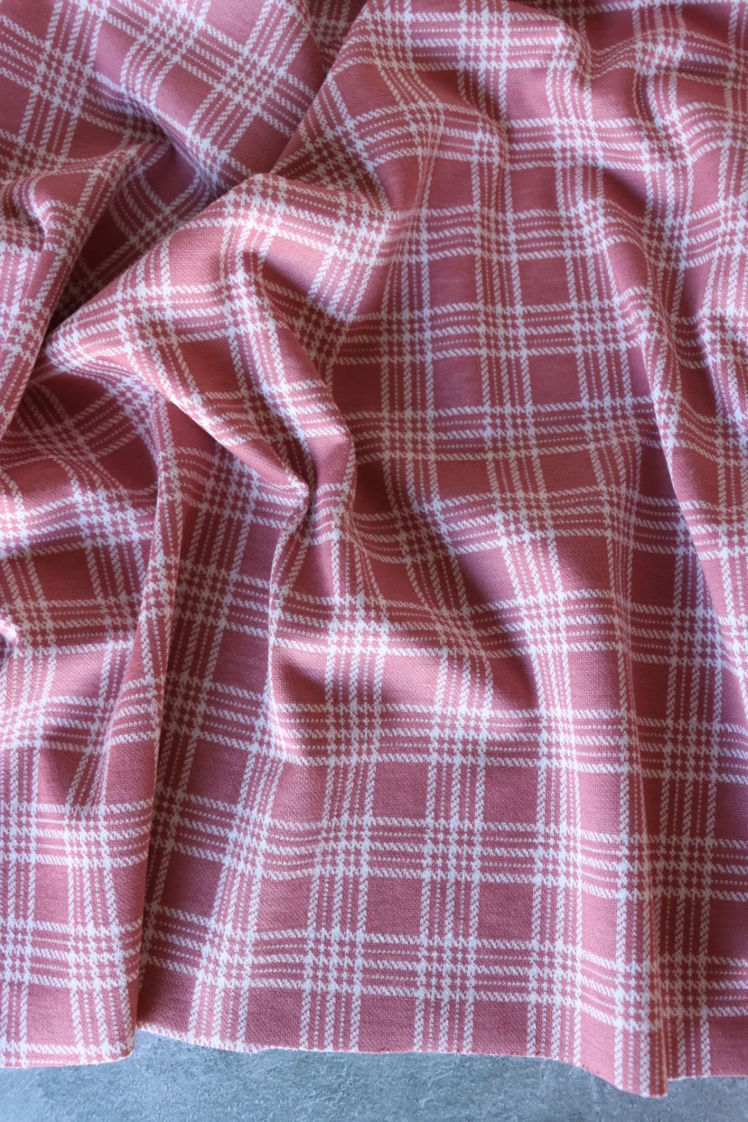 Rose & Ivory Plaid Yarn Dyed Jacquard Knit