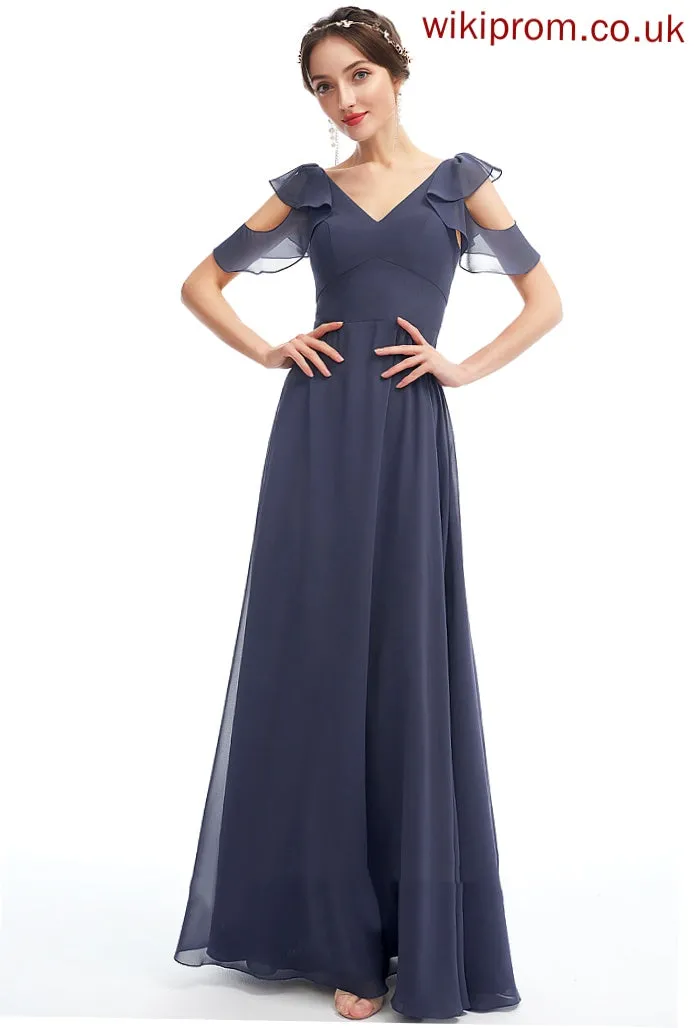 Ruffle V-neck A-Line Length Fabric Embellishment Neckline Floor-Length Silhouette Marissa Floor Length Sleeveless Bridesmaid Dresses