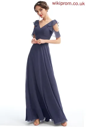 Ruffle V-neck A-Line Length Fabric Embellishment Neckline Floor-Length Silhouette Marissa Floor Length Sleeveless Bridesmaid Dresses