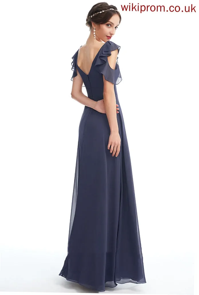 Ruffle V-neck A-Line Length Fabric Embellishment Neckline Floor-Length Silhouette Marissa Floor Length Sleeveless Bridesmaid Dresses