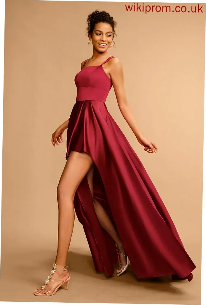 Satin A-Line Floor-Length Prom Dresses Kendra Square Neckline