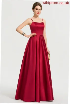 Satin A-Line Prom Dresses Jaiden Neckline Floor-Length Square