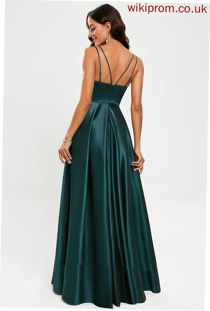 Satin Marilyn Prom Dresses A-Line Floor-Length V-neck