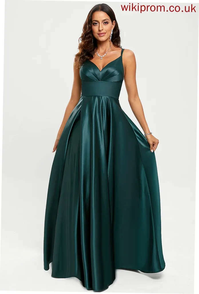 Satin Marilyn Prom Dresses A-Line Floor-Length V-neck