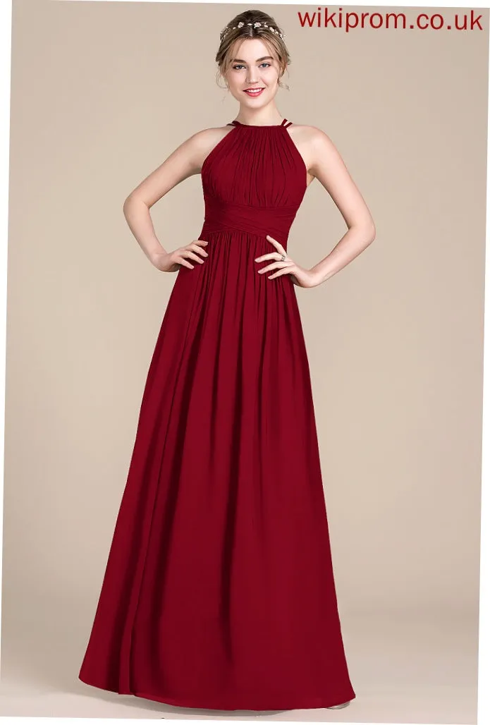 Scoop Embellishment Fabric Silhouette Ruffle A-Line Length Neckline Floor-Length Camryn Sleeveless Knee Length Bridesmaid Dresses