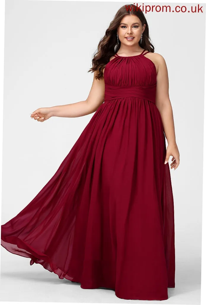 Scoop Embellishment Fabric Silhouette Ruffle A-Line Length Neckline Floor-Length Camryn Sleeveless Knee Length Bridesmaid Dresses