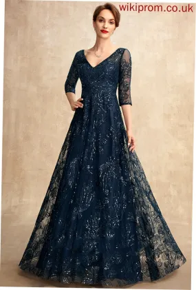 Sequins Dress A-Line Mother Sheila of With V-neck the Bride Mother of the Bride Dresses Floor-Length Lace