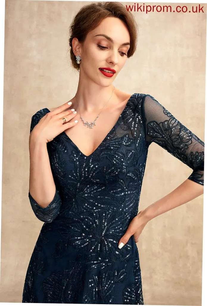 Sequins Dress A-Line Mother Sheila of With V-neck the Bride Mother of the Bride Dresses Floor-Length Lace