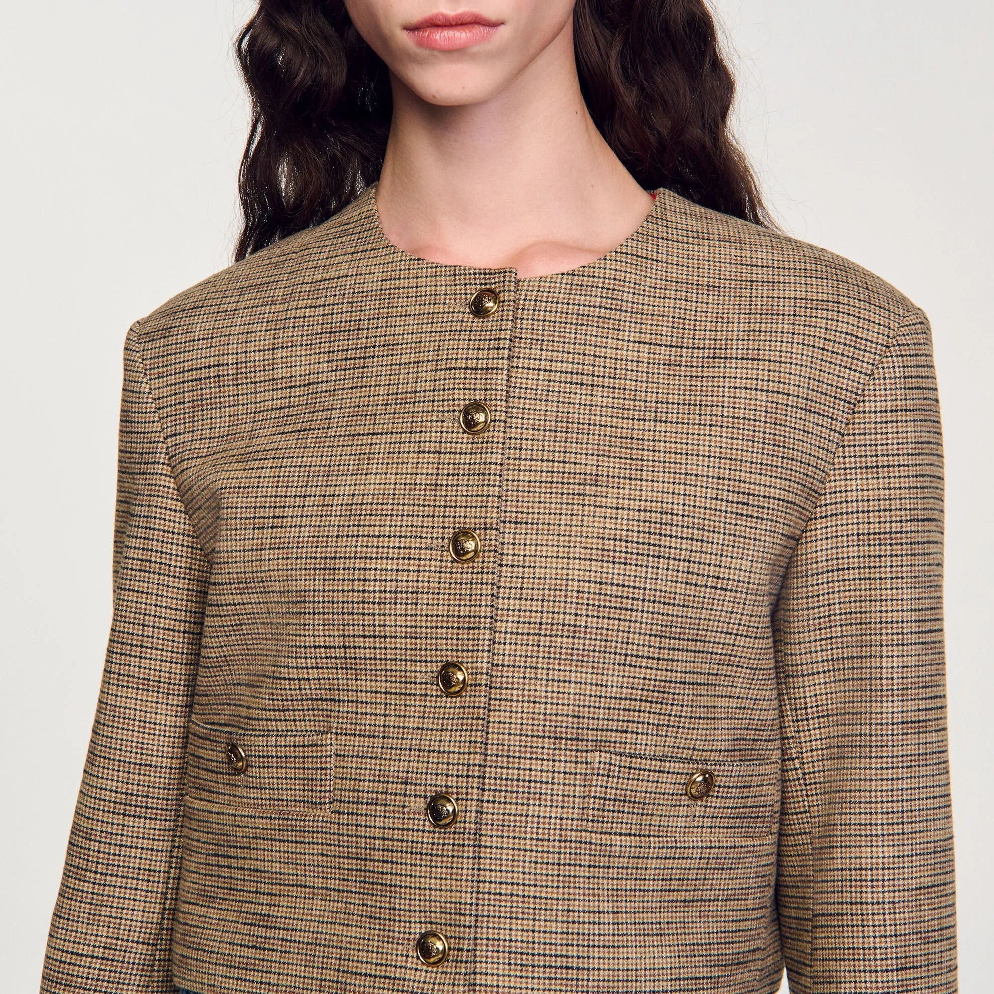 Short Micro Houndstooth Jacket