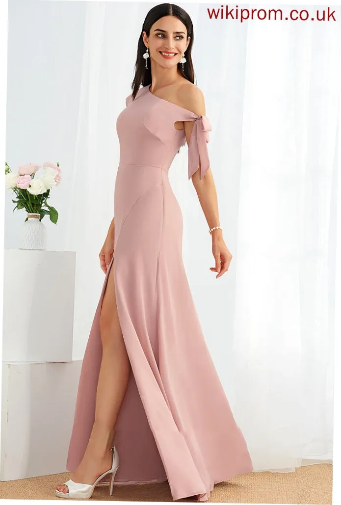 Silhouette Bow(s) Floor-Length Neckline Embellishment Fabric One-Shoulder Length A-Line Maryjane A-Line/Princess Sleeveless Bridesmaid Dresses