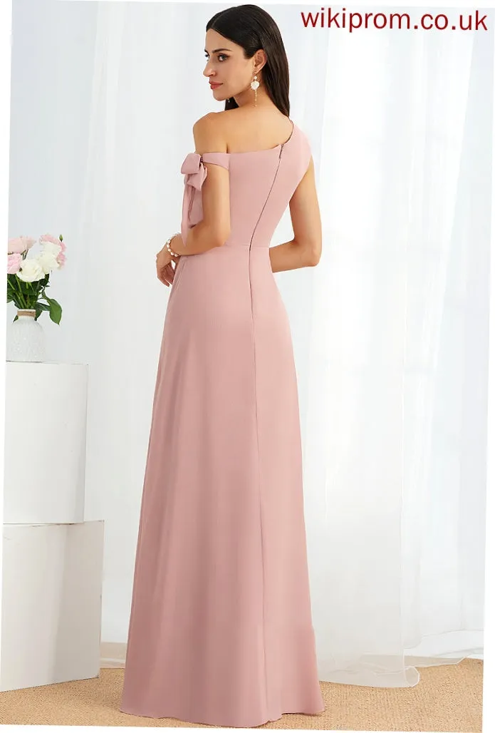 Silhouette Bow(s) Floor-Length Neckline Embellishment Fabric One-Shoulder Length A-Line Maryjane A-Line/Princess Sleeveless Bridesmaid Dresses