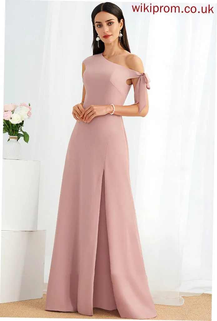 Silhouette Bow(s) Floor-Length Neckline Embellishment Fabric One-Shoulder Length A-Line Maryjane A-Line/Princess Sleeveless Bridesmaid Dresses