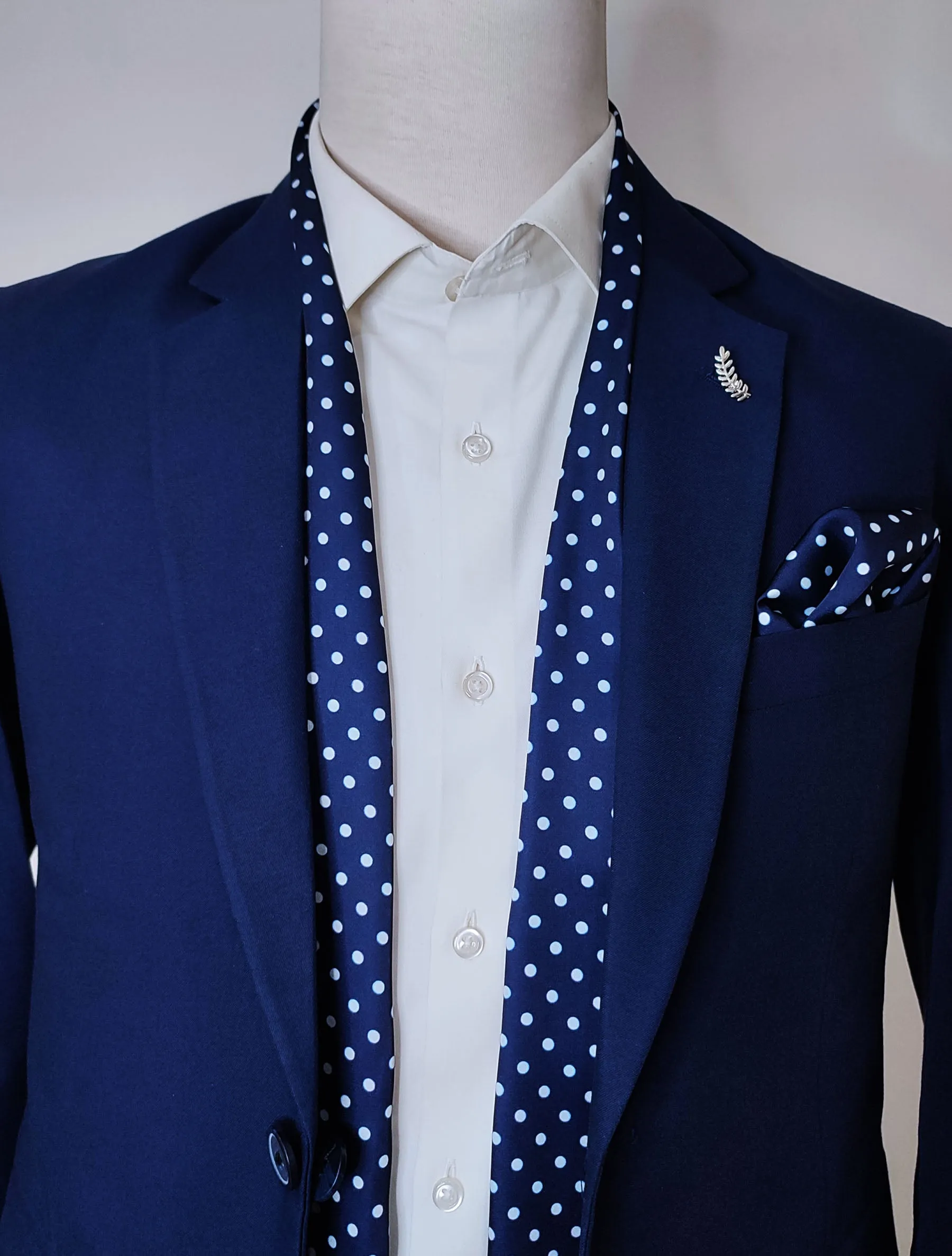 STARRY BLUE NIGHT POLKA DOTS - silk men scarves set